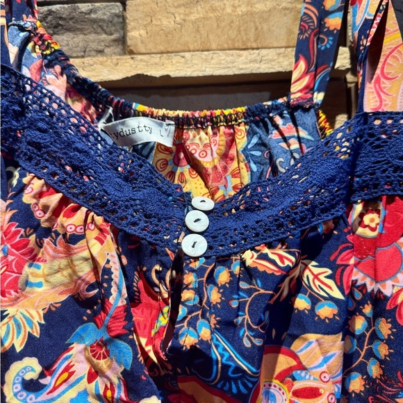 Blue Floral Romper NWT Sz L - Picture 3 of 4